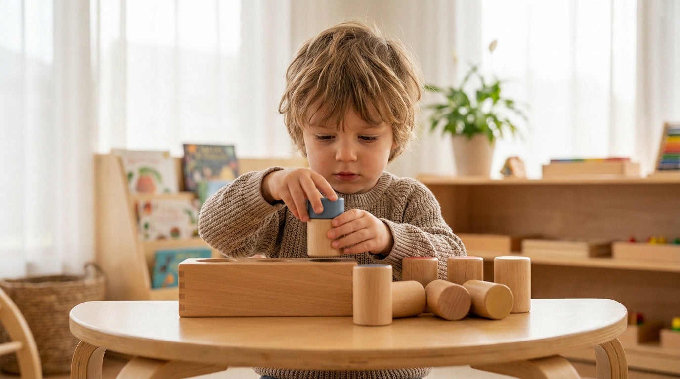 Les blocs de cylindres Montessori : un classique de l'éveil visuel
