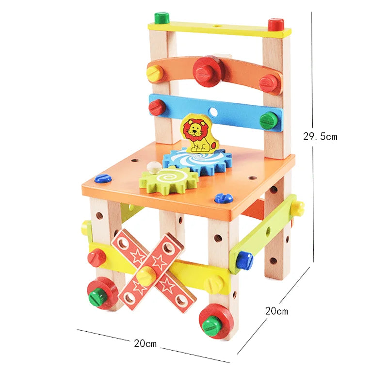 Boîte à Outils Magique Montessori – 205 Pièces – Vis, écrous, Clous, Outils – Puzzle 3D Dès 3 Ans