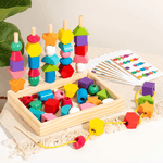 Montessori Wooden Bead Kit - Educational Sorting and Threading Game - Vignette | Royaume Montessori - Jouets Educatifs Montessori