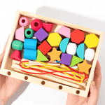 Montessori Wooden Bead Kit - Educational Sorting and Threading Game - Vignette | Royaume Montessori - Jouets Educatifs Montessori