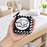 Livre en Tissu Contrasté Bébé, Noir et Blanc avec Miroir - Vignette | Royaume Montessori - Jouets Educatifs Montessori