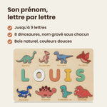 Puzzle Prénom en Bois Personnalisé : Dinosaures, Train ou Zoo - Vignette | Royaume Montessori - Jouets Educatifs Montessori