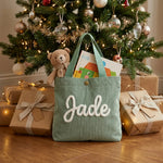 Petit Sac Cabas Enfant Personnalisé au Prénom Brodé, Velours Côtelé - Vignette | Royaume Montessori - Jouets Educatifs Montessori