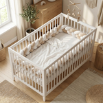 Braided Cot Bumper Beige and White - Vignette | Royaume Montessori - Jouets Educatifs Montessori