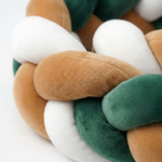 Braided Cot Bumper White, Brown, and Green - Vignette | Royaume Montessori - Jouets Educatifs Montessori
