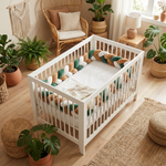 Braided Cot Bumper White, Brown, and Green - Vignette | Royaume Montessori - Jouets Educatifs Montessori