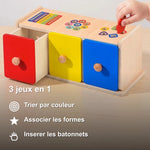 Boîte de Tri Montessori 3 en 1, Formes et Couleurs - Vignette | Royaume Montessori - Jouets Educatifs Montessori