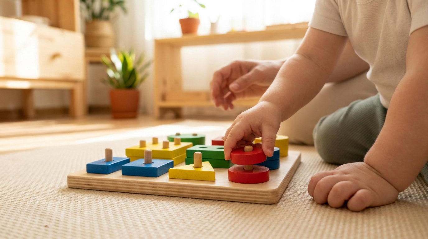 Apprendre les couleurs et les formes avec un jeu de tri Montessori