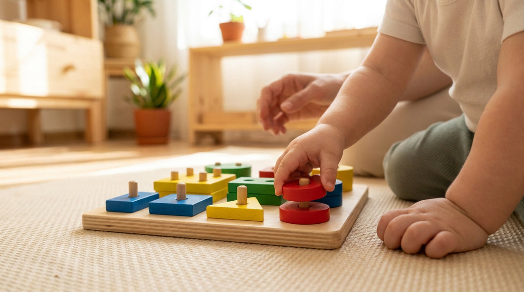 Apprendre les couleurs et les formes avec un jeu de tri Montessori