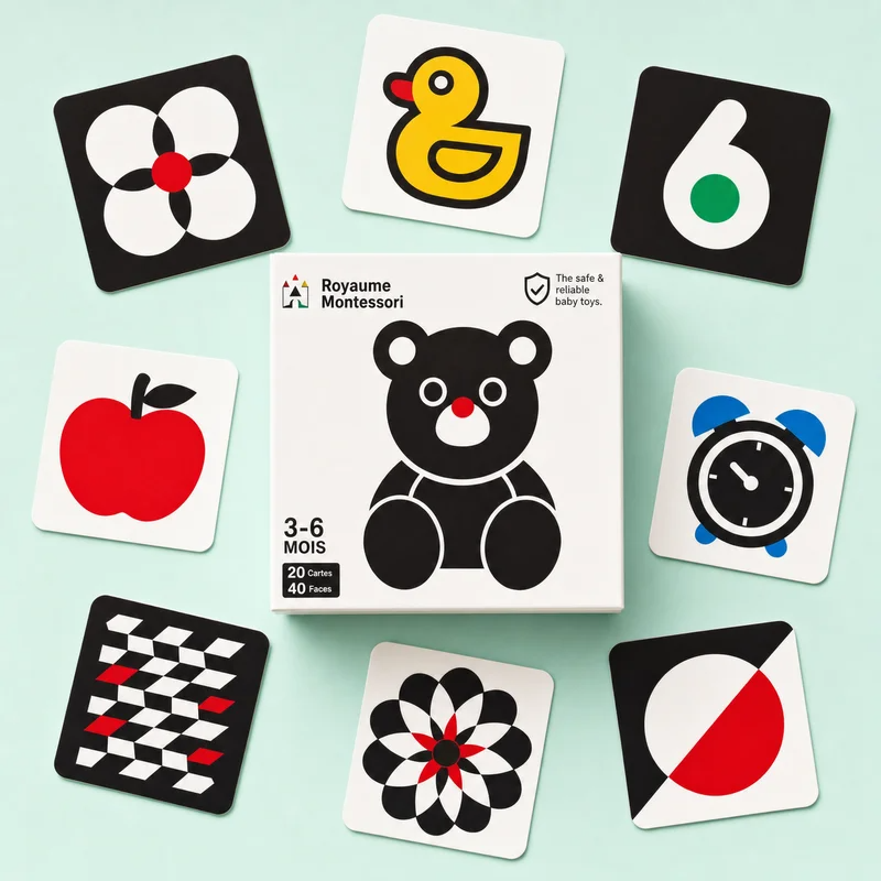 Carte de stimulation Montessori pour Bébé 3-6 mois