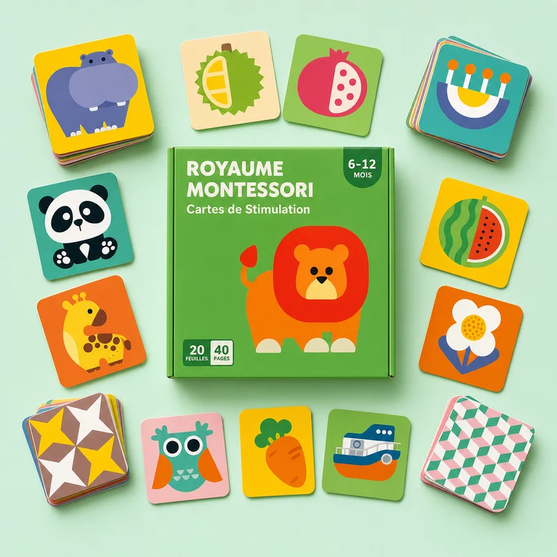 Carte de stimulation Montessori pour Bébé 6-12 mois