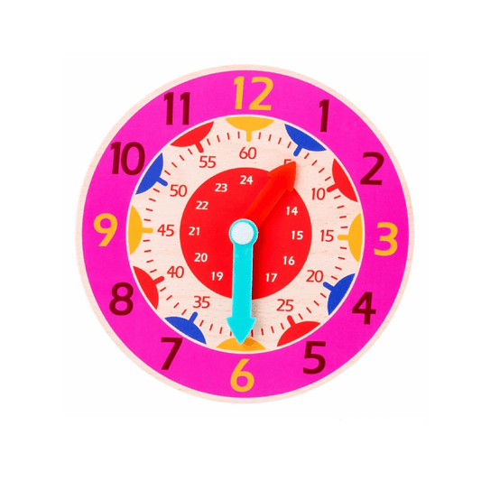 Horloge 24h Montessori en Bois Rose