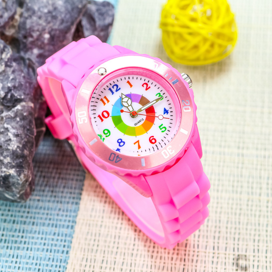Montre Pédagogique Montessori pour Enfant – Apprendre l'Heure en Couleurs Rose