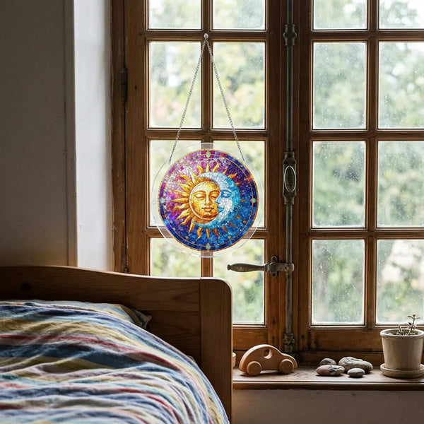 attrape-soleil-vitrail-arbre-de-vie-soleil-et-lune-fenetre Attrape-Soleil Puzzle Vitrail, Arbre de Vie et Paysages