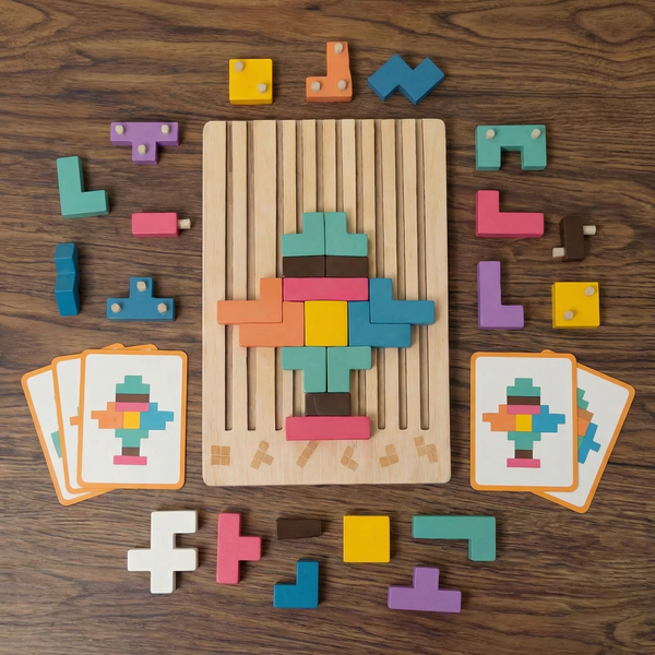 blocs-construction-cerebrale-montessori-flat-lay Blocs de Construction Cérébrale Montessori : Jeu Éducatif en Bois pour Enfants