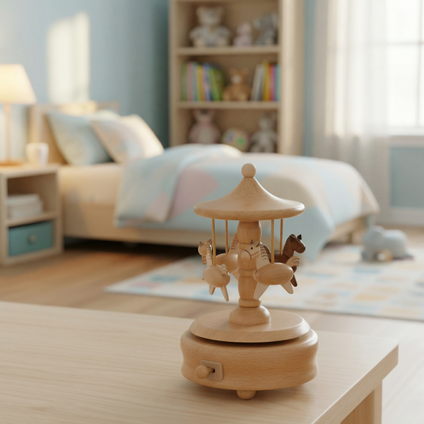 boite-musique-bois-carrousel-chevaux Boite à Musique pour bébé
