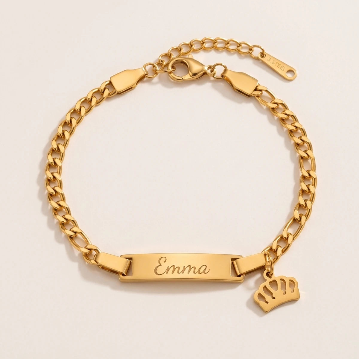 Bracelet bebe dore a breloque couronne