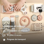 Busy Board de Voyage en Bois, 12 Activités - Vignette | Royaume Montessori - Jouets Educatifs Montessori