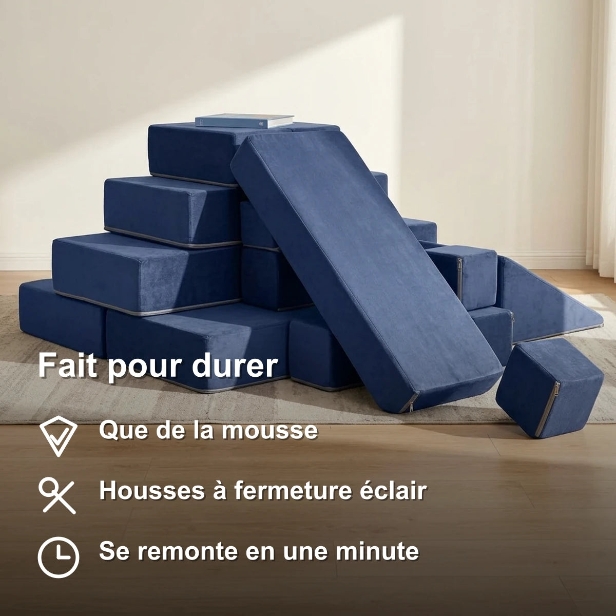 Blocs de mousse empilés en escalier avec une cale en toboggan