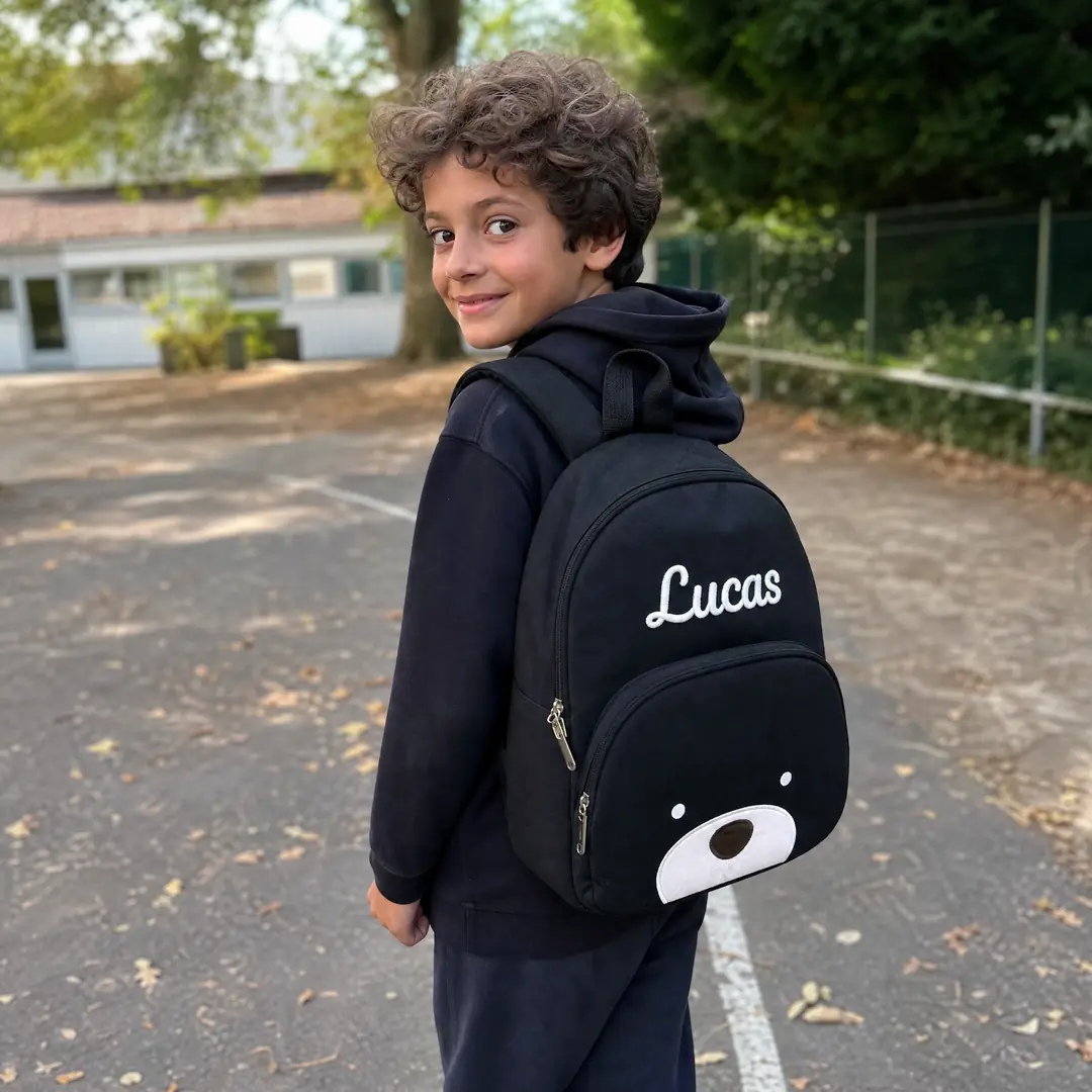 Cartable enfant à personnaliser noir