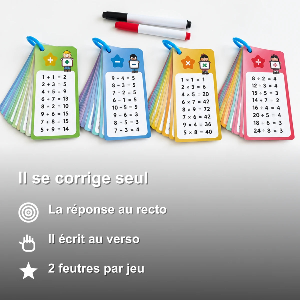 cartes-calcul-effacables-se-corrige-seul-05 Cartes de Calcul Effaçables Enfant, Tables de 1 à 12 et 2 Feutres