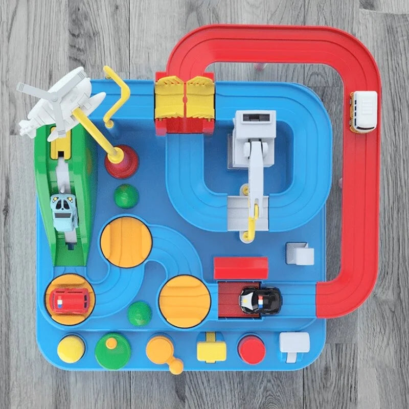 Circuit De Voiture Montessori Bleu