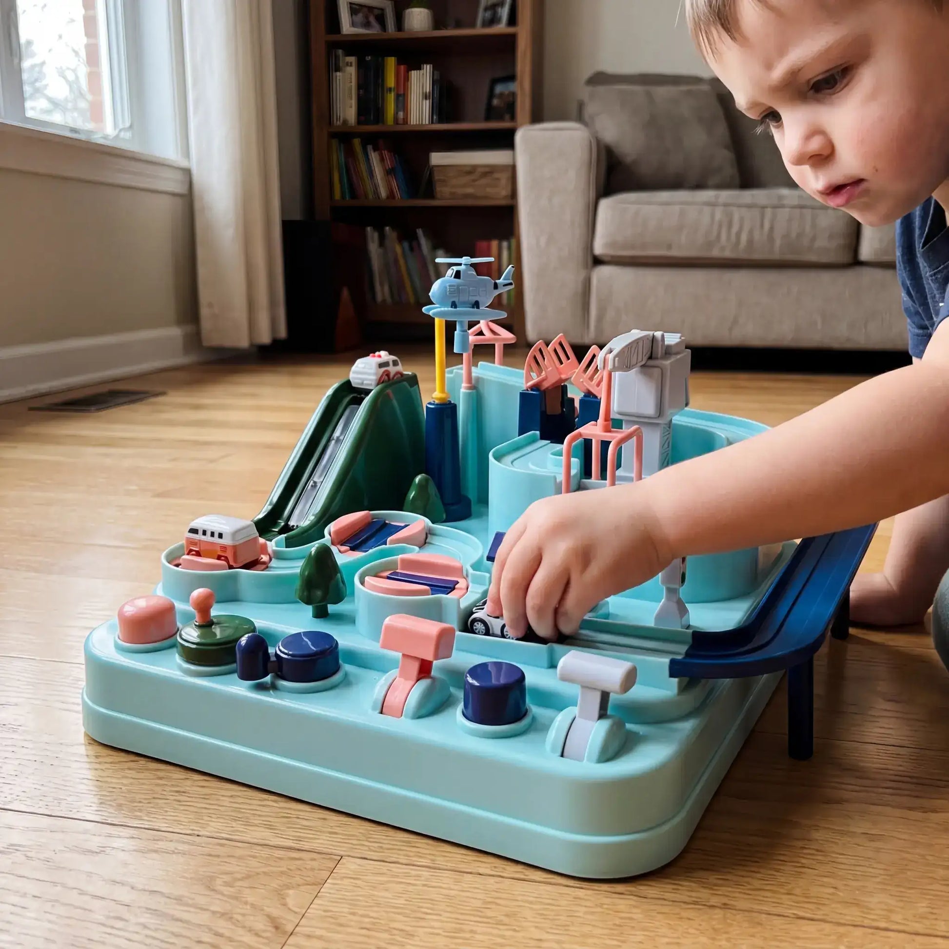 Circuit De Voiture Montessori Vert d'eau