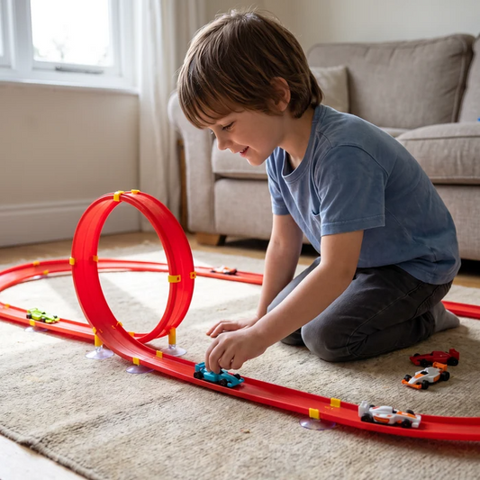 Circuit de Voiture de course Flexible avec Looping Rouge