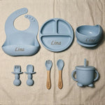 Coffret Repas Bébé Personnalisé au Prénom, 8 Pièces en Silicone - Vignette | Royaume Montessori - Jouets Educatifs Montessori