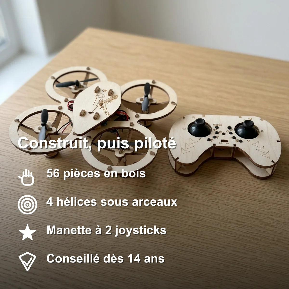 drone-bois-a-construire-contenu-04 Drone en Bois à Construire, Quadricoptère Télécommandé
