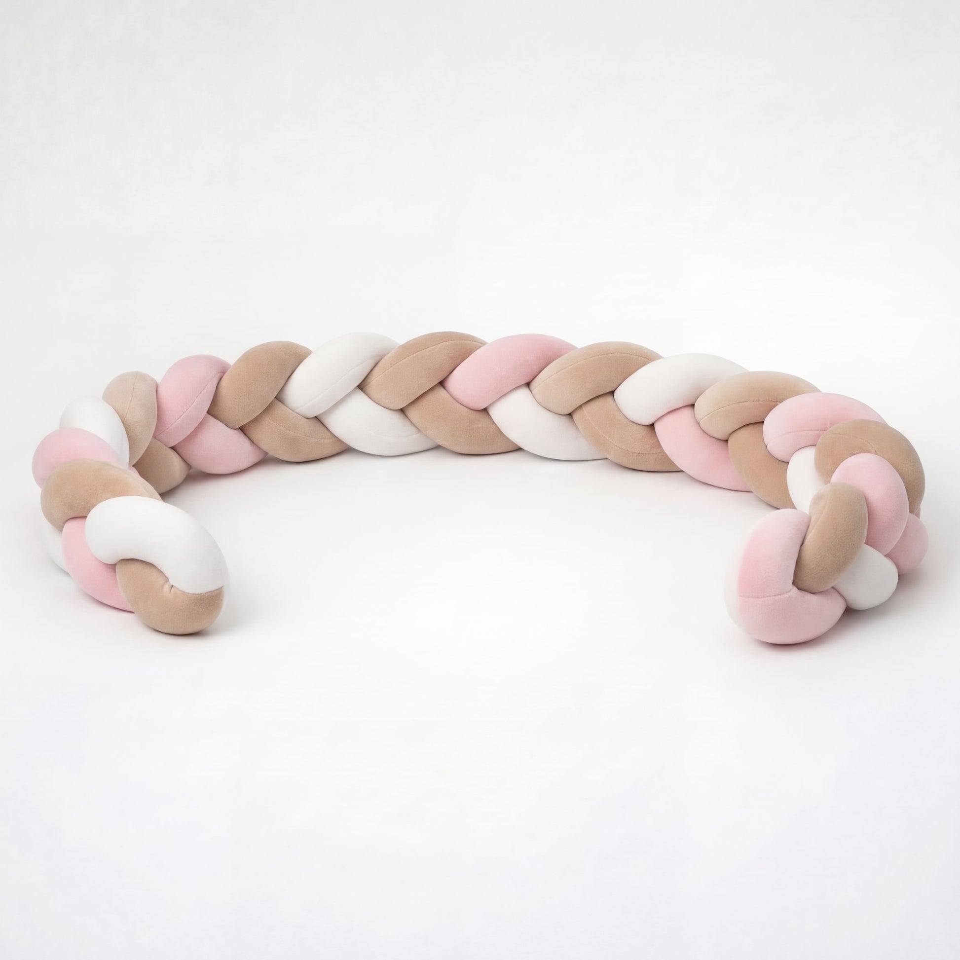 Tour de Lit Tresse Blanc, Marron et Rose