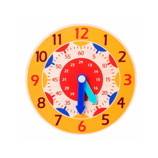 Horloge 24h Montessori en Bois Jaune