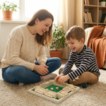 Moment famille autour du jeu de société Montessori