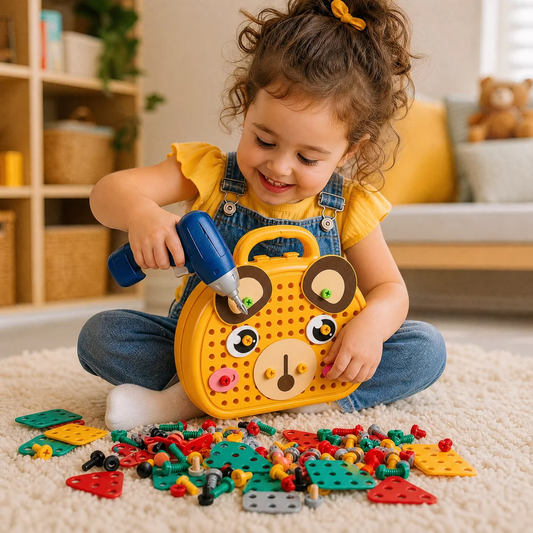 Mallette de Construction Éducative avec Perceuse pour Enfant