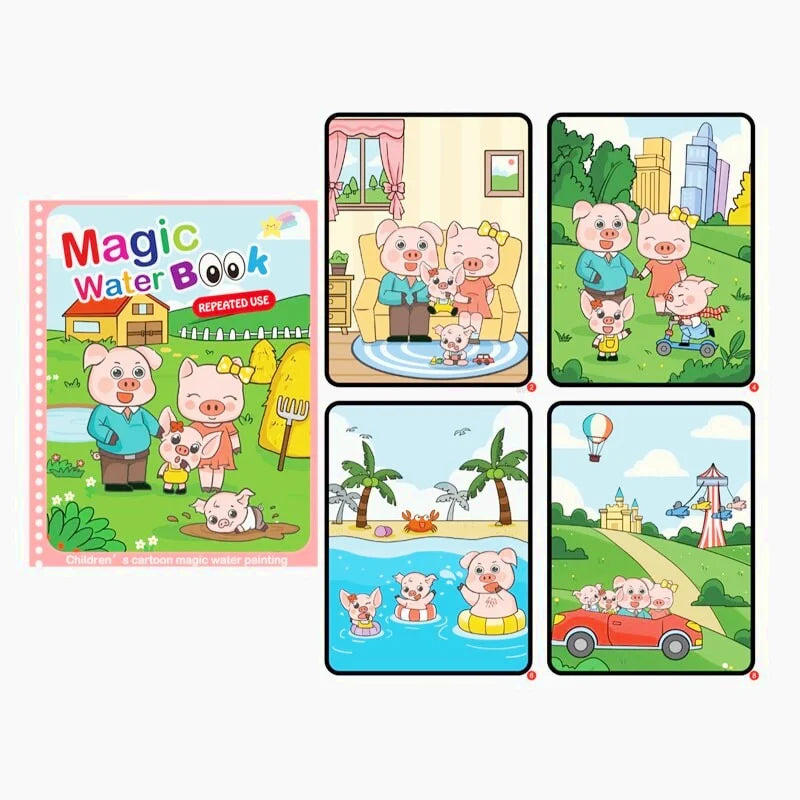 Livre Montessori De Coloriage Effaçable Famille Cochon