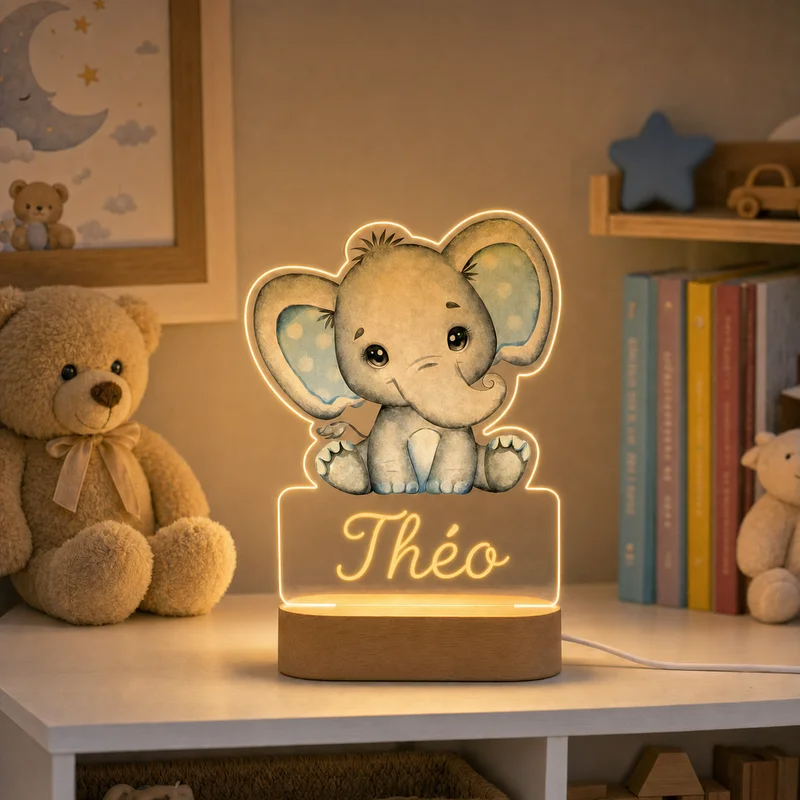 Veilleuse Animal à personnaliser avec le prénom Lulu l'Éléphant