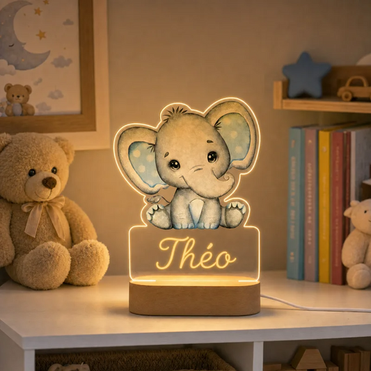 Veilleuse Animal à personnaliser avec le prénom Lulu l'Éléphant