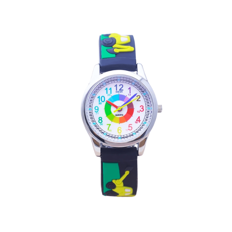 Montre Pédagogique en Silicone Style Dessin Animé Noir