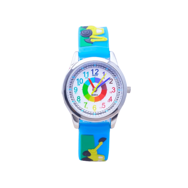 Montre Pédagogique en Silicone Style Dessin Animé Bleu Ciel