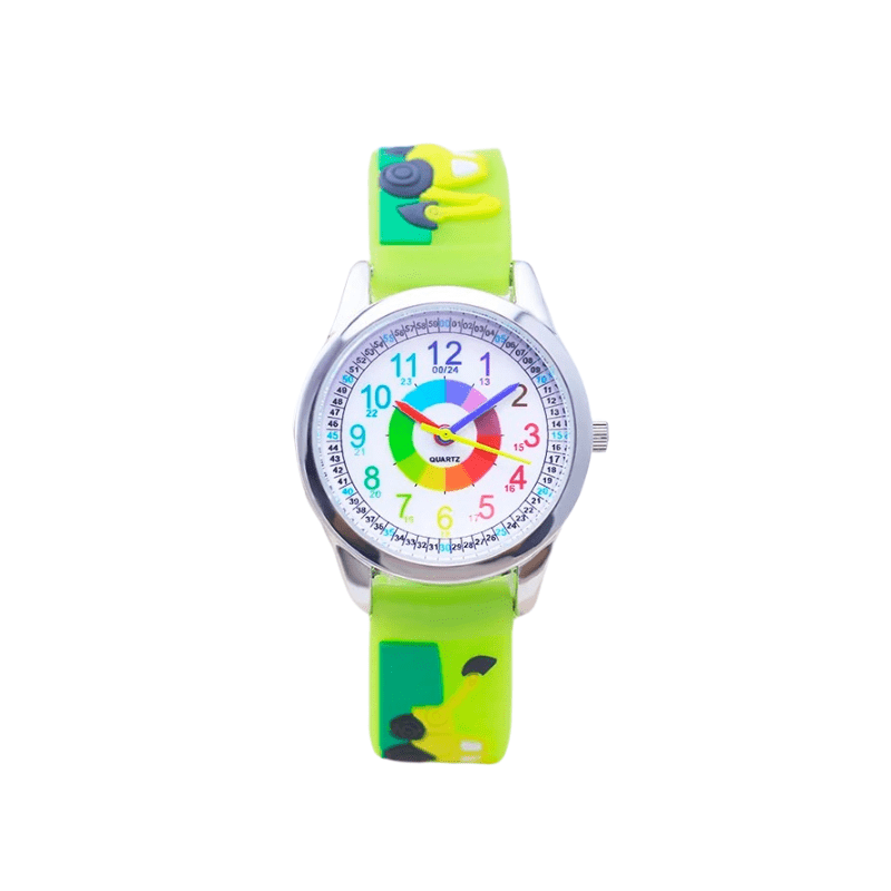 Montre Pédagogique en Silicone Style Dessin Animé Menthe
