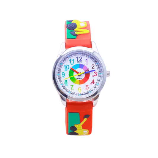 Montre Pédagogique en Silicone Style Dessin Animé Rouge