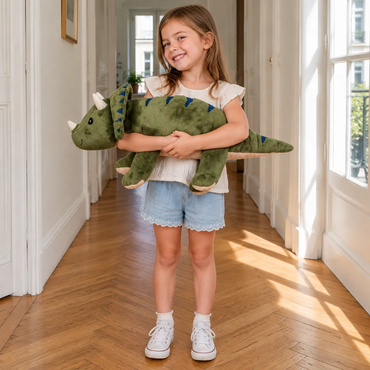 peluche-lestee-dinosaure-2-3-kg-portee-03 Peluche Lestée Dinosaure 2,3 kg pour Enfant, Câlin Apaisant
