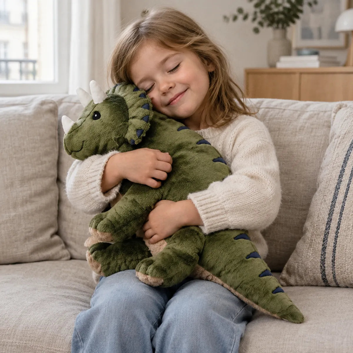 peluche-lestee-dinosaure-calin-canape-02 Peluche Lestée Dinosaure 2,3 kg pour Enfant, Câlin Apaisant