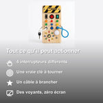 Montessori-Holz-Sensoriktafel mit Schaltern - Vignette | Royaume Montessori - Jouets Educatifs Montessori