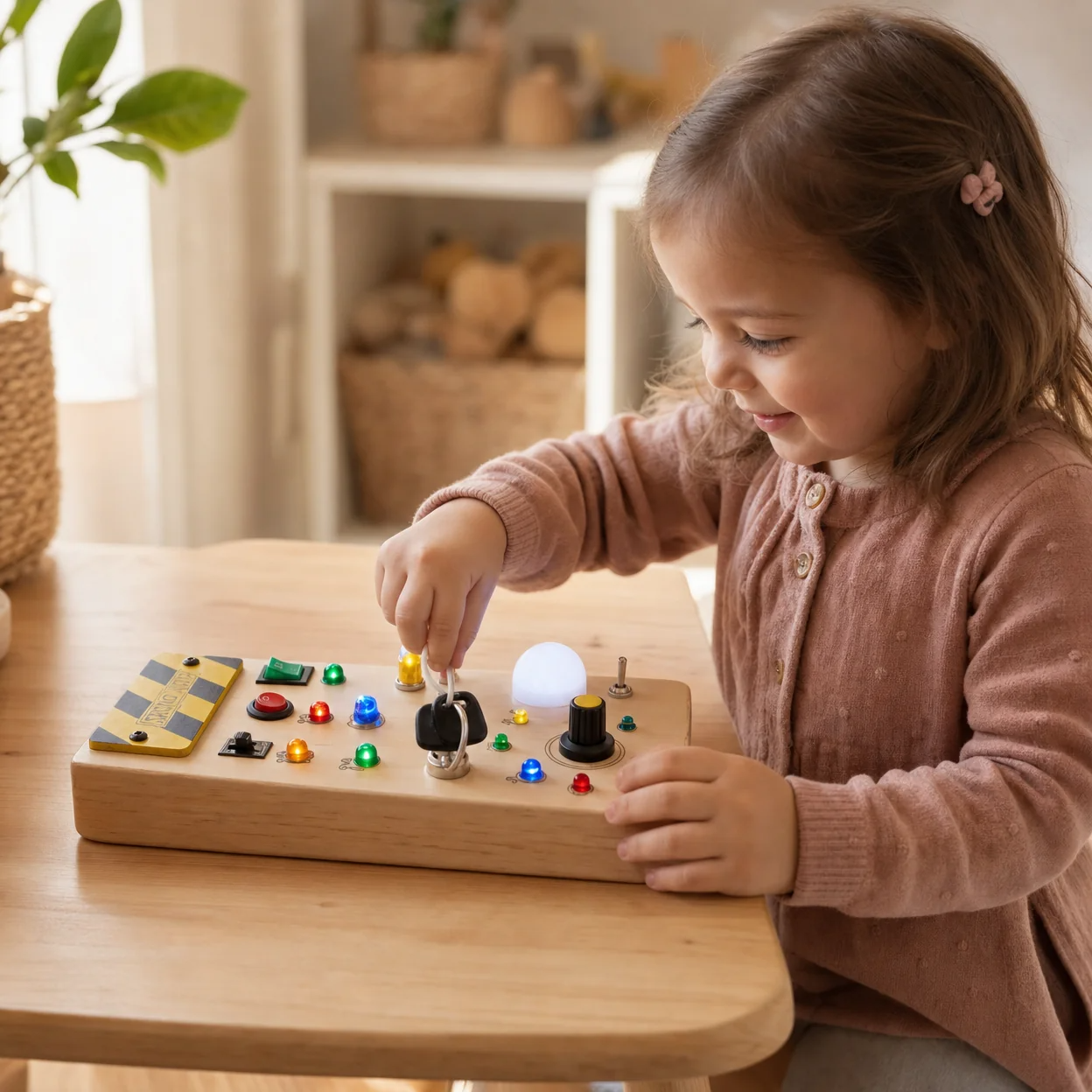 Planche Sensorielle Montessori en Bois avec Interrupteurs