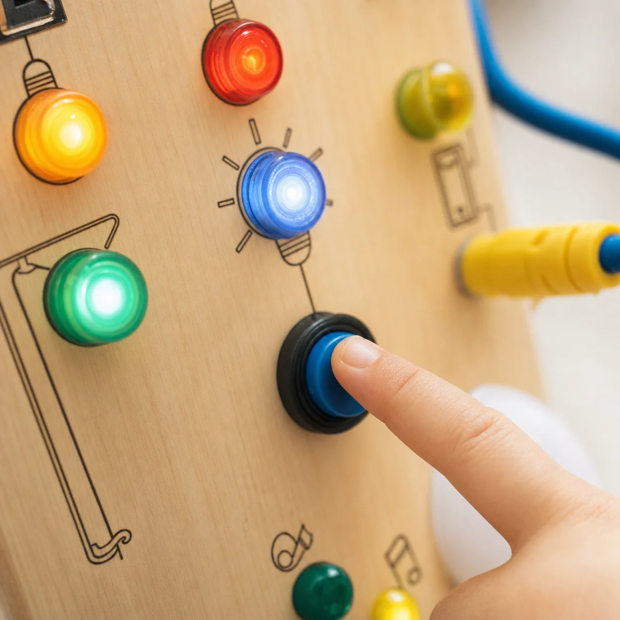 Planche Sensorielle Montessori en Bois avec Interrupteurs