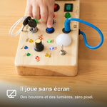 Montessori-Holz-Sensoriktafel mit Schaltern - Vignette | Royaume Montessori - Jouets Educatifs Montessori