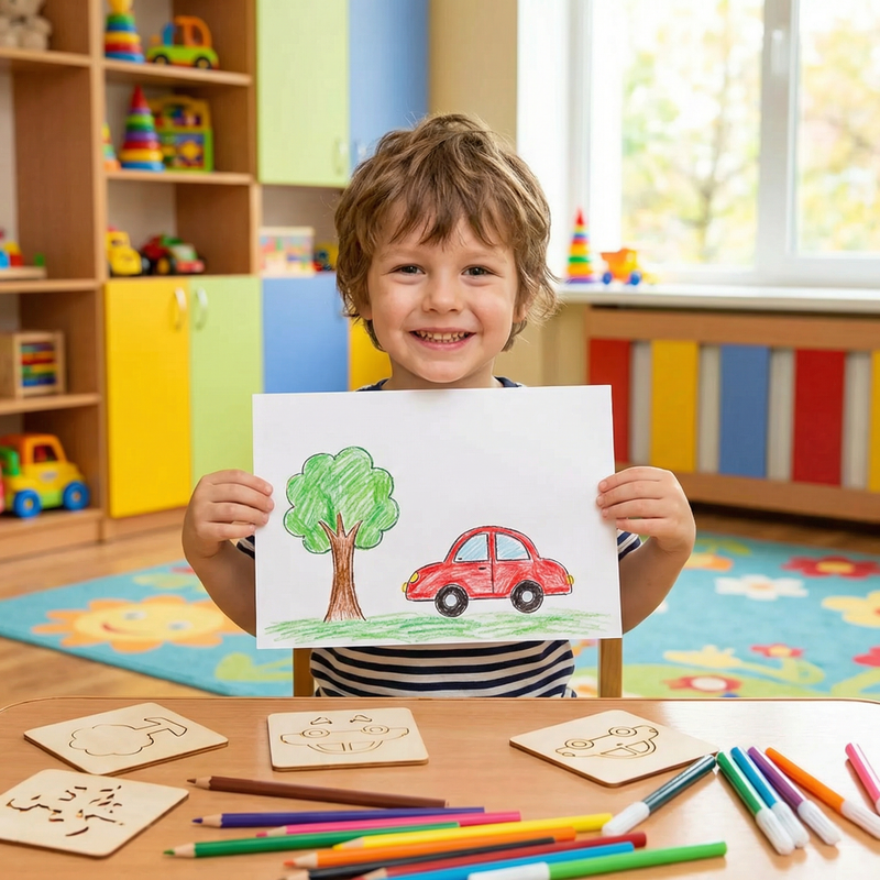 Pochoirs en Bois Montessori pour Enfants