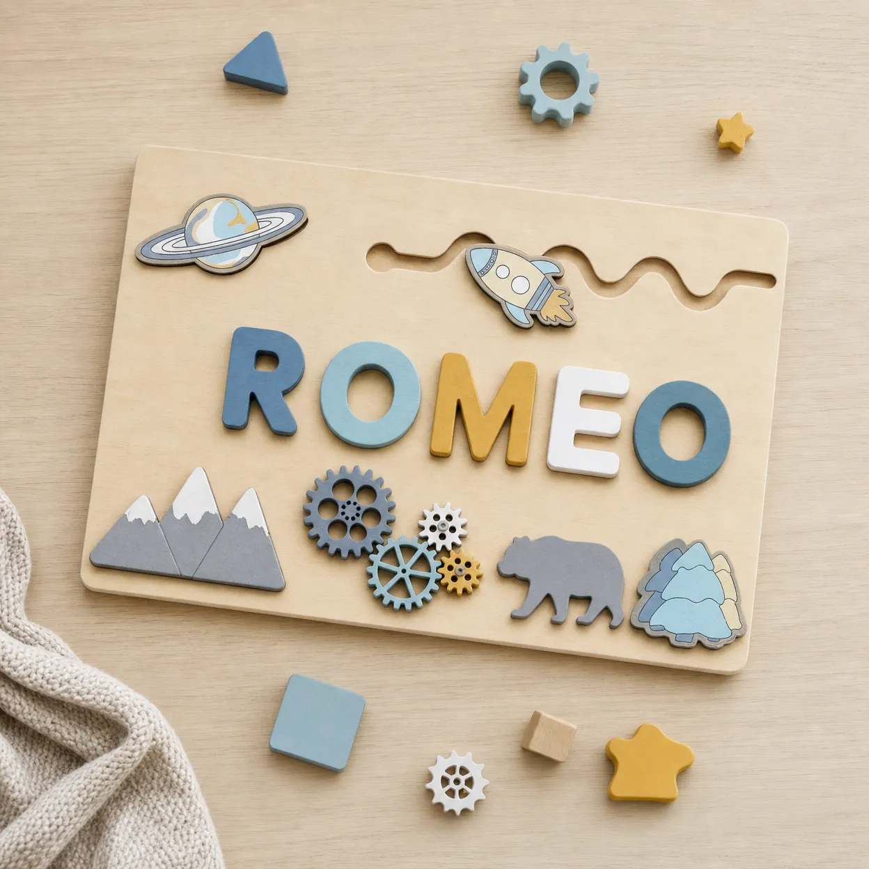 Puzzle Prénom en Bois Personnalisé pour enfant Aventure