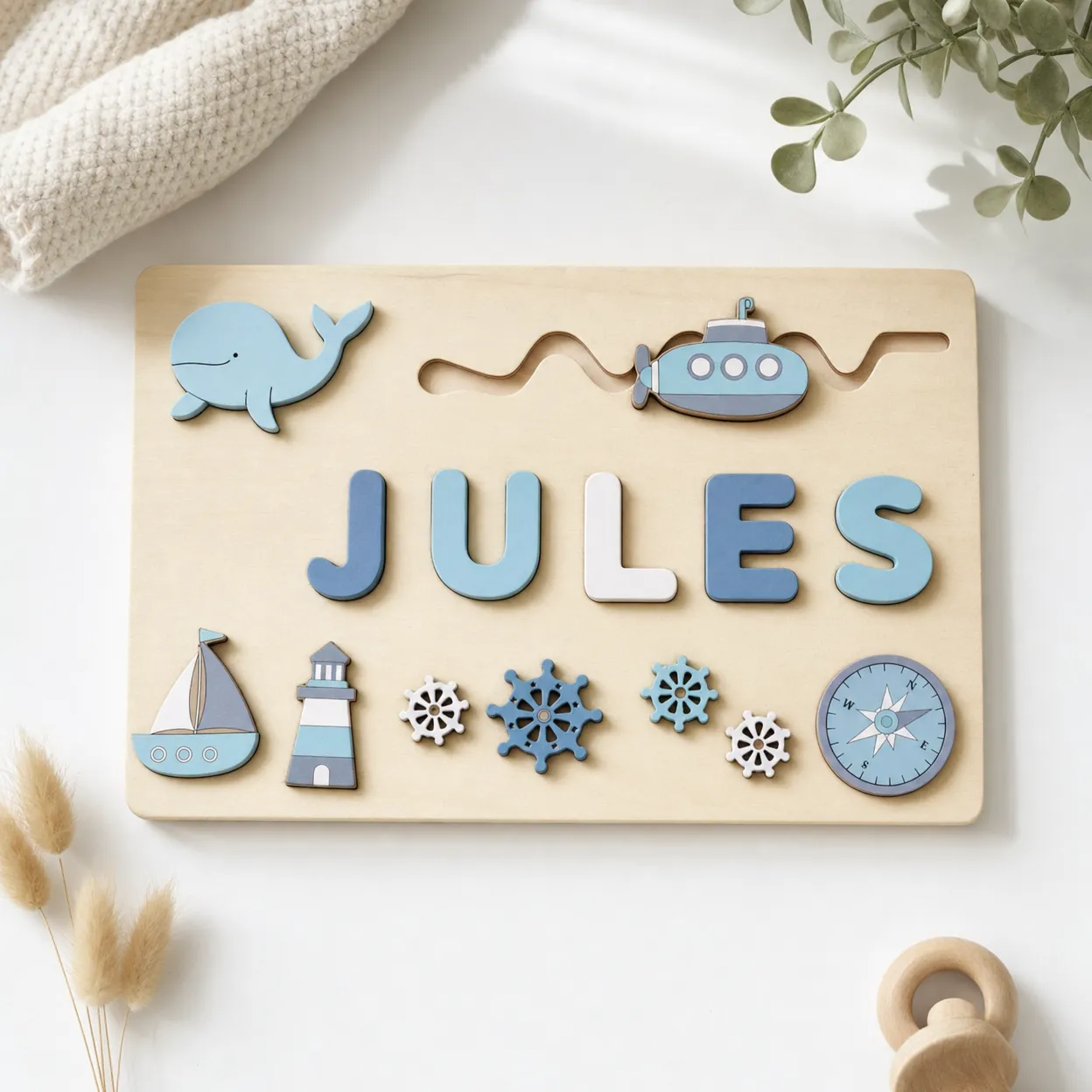 Puzzle Prénom en Bois Personnalisé pour enfant Odyssée